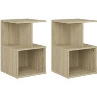 Vidaxl Bedside Cabinets 2 Pcs Sonoma Oak 35X35X55 Cm Engineered Wood, Brown
