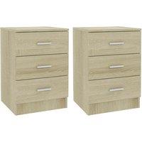 Vidaxl Bedside Cabinets 2 Pcs Sonoma Oak 38X35X56 Cm Engineered Wood, Brown