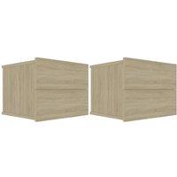 Vidaxl Bedside Cabinets 2 Pcs Sonoma Oak 40X30X30 Cm Engineered Wood, Brown