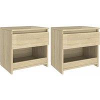 Vidaxl Bedside Cabinets 2 Pcs Sonoma Oak 40X30X39 Cm Engineered Wood, Brown