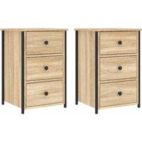 Vidaxl Bedside Cabinets 2 Pcs Sonoma Oak 40X36X60 Cm Engineered Wood, Brown