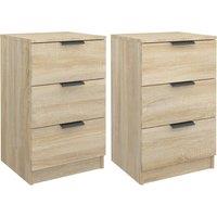 Vidaxl Bedside Cabinets 2 Pcs Sonoma Oak 40X36X65 Cm, Brown