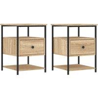 Vidaxl Bedside Cabinets 2 Pcs Sonoma Oak 40X42X56 Cm Engineered Wood, Brown
