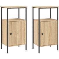 Vidaxl Bedside Cabinets 2 Pcs Sonoma Oak 41X31X80 Cm Engineered Wood, Brown