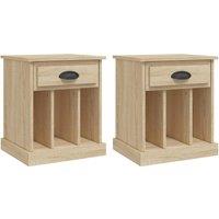 Vidaxl Bedside Cabinets 2 Pcs Sonoma Oak 43X36X50 Cm, Brown