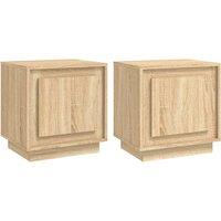 Vidaxl Bedside Cabinets 2 Pcs Sonoma Oak 44X35X45 Cm Engineered Wood, Brown