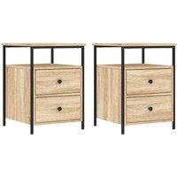 Vidaxl Bedside Cabinets 2 Pcs Sonoma Oak 44X45X60 Cm Engineered Wood, Brown