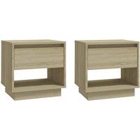 Vidaxl Bedside Cabinets 2 Pcs Sonoma Oak 45X34X44 Cm Engineered Wood, Brown