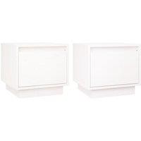 Vidaxl Bedside Cabinets 2 Pcs White 35X34X32 Cm Solid Wood Pine, White
