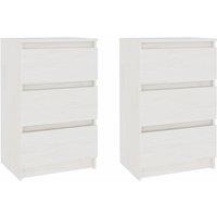 Vidaxl Bedside Cabinets 2 Pcs White 40X29.5X64 Cm Solid Pine Wood, White