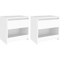 Vidaxl Bedside Cabinets 2 Pcs White 40X30X39 Cm Engineered Wood, White