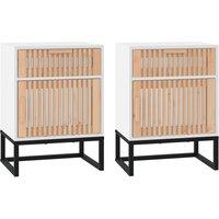 vidaXL Bedside Cabinets 2 pcs White 40x30x55.5 cm Engineered Wood&Iron, White