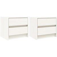 Vidaxl Bedside Cabinets 2 Pcs White 40X31X35.5 Cm Solid Wood Pine, White