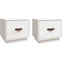 Vidaxl Bedside Cabinets 2 Pcs White 40X34X35 Cm Solid Wood Pine, White