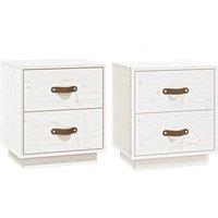 Vidaxl Bedside Cabinets 2 Pcs White 40X34X45 Cm Solid Wood Pine, White