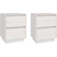 Vidaxl Bedside Cabinets 2 Pcs White 40X35X50 Cm Solid Wood Pine, White