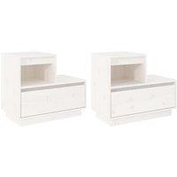 Vidaxl Bedside Cabinets 2 Pcs White 60X34X51 Cm Solid Wood Pine, White