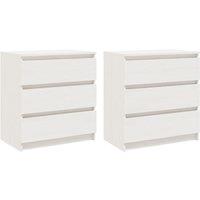 Vidaxl Bedside Cabinets 2 Pcs White 60X36X64 Cm Solid Pinewood, White