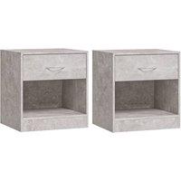 Vidaxl Bedside Cabinets 2 Pcs With Drawer Concrete Grey, Grey