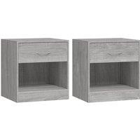 Vidaxl Bedside Cabinets 2 Pcs With Drawer Grey Sonoma, Grey