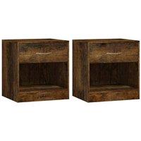 Vidaxl Bedside Cabinets 2 Pcs With Drawer Smoked Oak, Brown