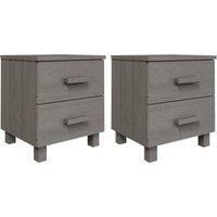Vidaxl Bedside Cabinets Hamar 2 Pcs Light Grey 40X35X44.5Cm Solid Wood, Grey