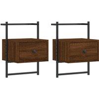 Vidaxl Bedside Cabinets Wall-mounted 2 Pcs Brown Oak 35X30X51 Cm Engineered Wood, Brown