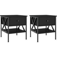 Vidaxl Bedside Tables 2 Pcs Black 40X42X45 Cm Engineered Wood, Black