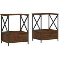 Vidaxl Bedside Tables 2 Pcs Brown Oak 50X41X65 Cm Engineered Wood, Brown