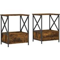 Vidaxl Bedside Tables 2 Pcs Smoked Oak 50X41X65 Cm Engineered Wood, Brown