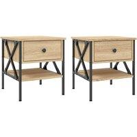 Vidaxl Bedside Tables 2 Pcs Sonoma Oak 40X42X45 Cm Engineered Wood, Brown