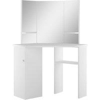 Vidaxl Corner Dressing Table Cosmetic Table Make-up Table White, White