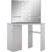 vidaXL Corner Dressing Table with LED Concrete Grey 111x54x141.5 cm, Grey