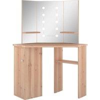vidaXL Corner Dressing Table with LED Oak 111x54x141.5 cm, Brown