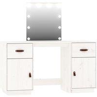 vidaXL Dressing Table Set with LED White Solid Wood Pine, White