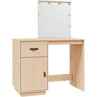 vidaXL Dressing Table with LED 95x50x133.5 cm Solid Wood Pine, Brown