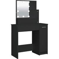 vidaXL Dressing Table with LED Black 86.5x35x136 cm, Black