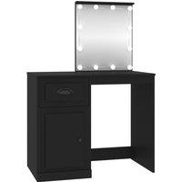 vidaXL Dressing Table with LED Black 90x50x132.5 cm Engineered Wood, Black