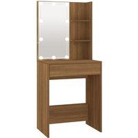 vidaXL Dressing Table with LED Brown Oak 60x40x140 cm, Brown