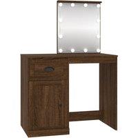 vidaXL Dressing Table with LED Brown Oak 90x50x132.5 cm Engineered Wood, Brown