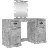 vidaXL Dressing Table with LED Concrete Grey 130x50x132.5 cm, Grey