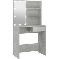 vidaXL Dressing Table with LED Concrete Grey 74.5x40x141 cm, Grey