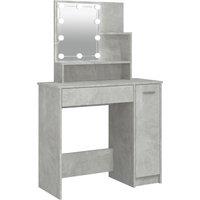 vidaXL Dressing Table with LED Concrete Grey 86.5x35x136 cm, Grey