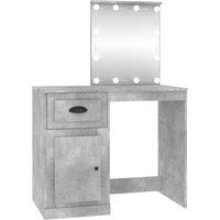 vidaXL Dressing Table with LED Concrete Grey 90x50x132.5 cm Engineered Wood, Grey