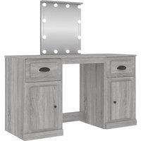 vidaXL Dressing Table with LED Grey Sonoma 130x50x132.5 cm, Grey