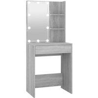 vidaXL Dressing Table with LED Grey Sonoma 60x40x140 cm, Grey