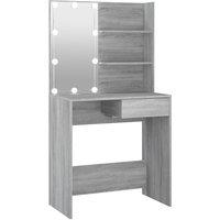 vidaXL Dressing Table with LED Grey Sonoma 74.5x40x141 cm, Grey