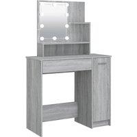 vidaXL Dressing Table with LED Grey Sonoma 86.5x35x136 cm, Grey