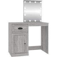 vidaXL Dressing Table with LED Grey Sonona 90x50x132.5 cm Engineered Wood, Grey