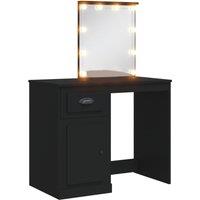 vidaXL Dressing Table with LED Lights Black 90x42x132.5 cm, Black